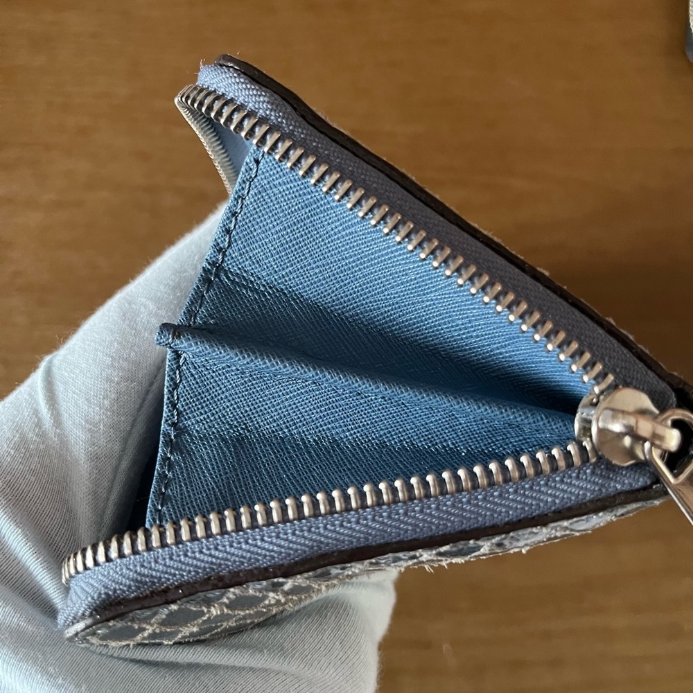 MICHAEL KORS Bedford Continental Python Snake Embossed Leather Wallet- Blue - Picture 13 of 14